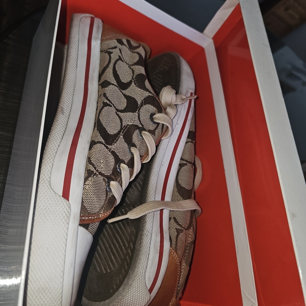 Coach Tan and Brown Signature Canvas Sneakers - Picture 12 of 12
